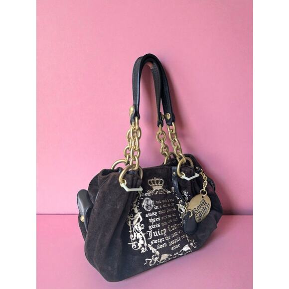 Y2K Juicy Couture Royal Juicy 'Once Upon a Time' Daydreamer Bag – Black Velour - Picture 2 of 15